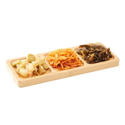 China 3 Viable Divided Logo Square Rectangle Soy Sauce Dish Toppings Custom Dishes And Bowls Bamboo Trays Bulk for sale