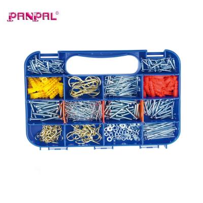 China Hot sale China manufacture 550PCS assorted common popular wood nail,cup hook and screw size mixed for sale