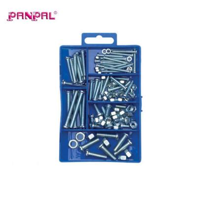 China Multiple Combinations Household Hardware Tool PP Boxed Galvanized Nut Machine Screw Set Popular Size Mixed for sale