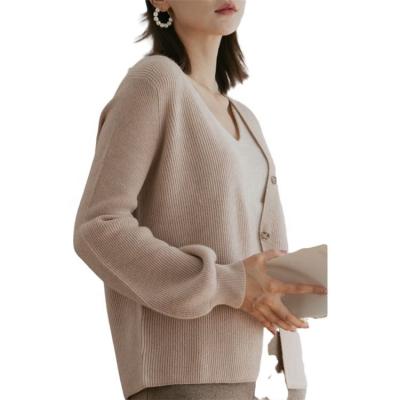 China Breathable Professional 100%Cashmere Thicken To Keep Thick Warm With Button V Neckline Cashmere Cardigan For Women Made In China for sale