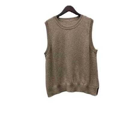 China Sleeveless Knitted Vest Autumn Sweater Vest Oversized Knitted Breathable Loose Head Sleeveless for sale