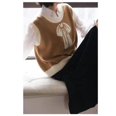 China Oversized Knitted Crop Girls' Sweater Anti-Wrinkle Fashion Vest Cashmere Vest Cashmere Sweater Vests for sale