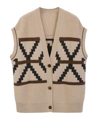 China Breathable Women Fashion Button Sweater Vests Winter Knitted Long Cashmere Sheer Vest for sale