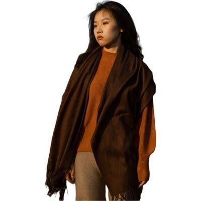 China Keep Hot Supplier Customized Hot Sales OEM Solid Color 100%Cashmere waterweave thick casual cashmere shawl pashmina for women for sale