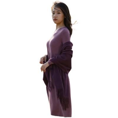 China Keep hot hot sale OEM 100%Cashmere thicken casual purple cashmere shawl pashmina for women with low price for sale