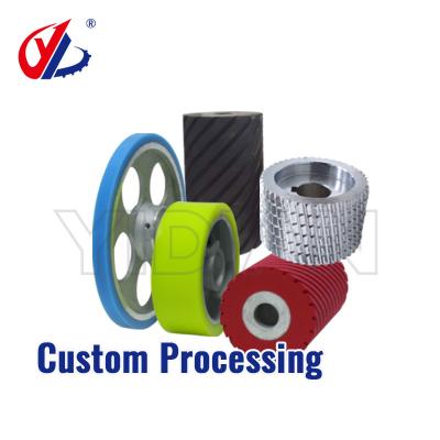 China Woodworking Machine Feeding Wheel PU Rubber Pressure Roller Customization Steel Wheel for sale