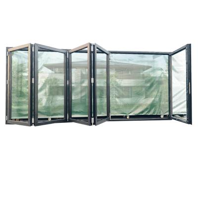 China Aluminum Magnetic Screen Ventilation Accordion Double Glazed Sliding Windows for sale