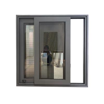 China Folding Aluminum Screen Hurricane Proof Sliding Window In German Lock With Inserted Manual Blinds for sale