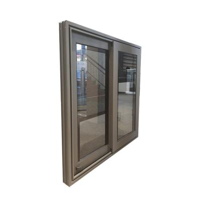 China New Design Black Aluminum Folding Screen Sliding Window With Magnetic Blinds Inserted In Double Glass for sale