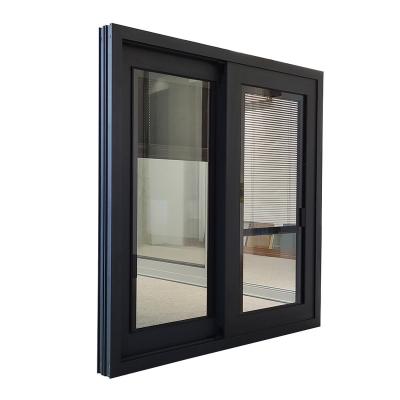 China Folding Aluminum Glass Double Glazed Screen Sliding Window With Inserted Blinds For Privacy And Heat Insulation for sale