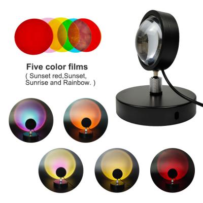 China Modern Atmosphere Lamp USB Light Projector Sunset Colorful 5 RGB Colors Rainbow Lamp Decoration For Bedroom Sunset Light for sale