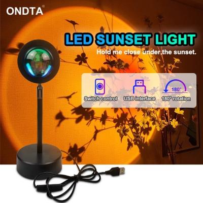 China 180 Degree Rotation LED Modern Sunset Projection Sunset Projector Lamp Halo Light Lamp for Photography Bedroom Living Room for sale