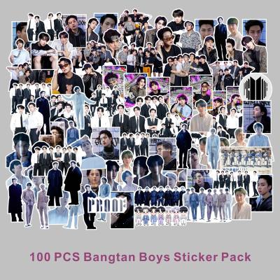 China Decorative Sticker Wholesale KPOP Idol Group Merch 100pcs/set Bangtan Boys Make Luggage Paper Resistant Decorative Sticker for sale