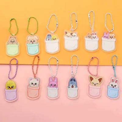 China Wholesale Kpop Merch Cartoon SKZ Acrylic Key Chain Cute Stray Kids SKZOO Plastic Key Ring Souvenir for sale