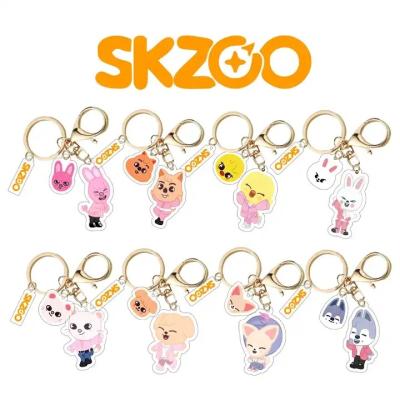 China Souvenir Wholesale Kpop Merch Cartoon Cute Stray Beast SKZ Kids Maniac SKZOO Plastic Keychain Acrylic Key Chain for sale