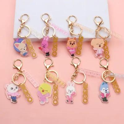 China Souvenir Wholesale Kpop Merch Cartoon Cute Stray Beast SKZ Kids Maniac SKZOO Plastic Keychain Acrylic Key Chain for sale