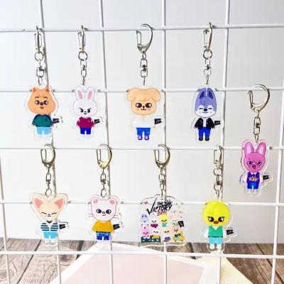 China Cute Stray Kids SKZOO Cartoon SKZ Kpop Merch Souvenir Wholesale Victory Plastic Keyring Acrylic Keychain for sale