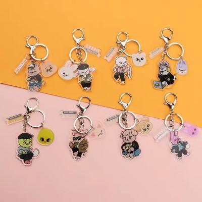 China Wholesale Kpop Merch Cartoon SKZ Acrylic Key Chain Cute Stray Kids SKZOO Plastic Key Ring Souvenir for sale