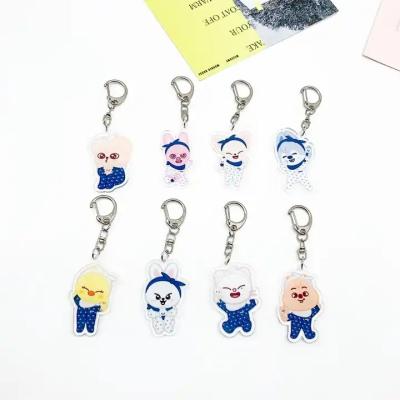 China Wholesale Kpop Merch Cartoon SKZ Acrylic Key Chain Cute Stray Kids SKZOO Plastic Key Ring Souvenir for sale