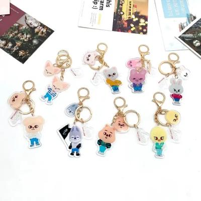 China Wholesale Kpop Merch Cartoon SKZ Acrylic Key Chain Cute Stray Kids SKZOO Plastic Key Ring Souvenir for sale