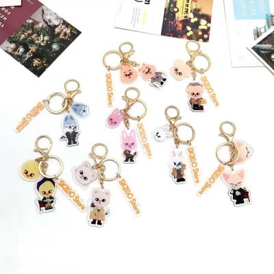 China Wholesale Kpop Merch Cartoon SKZ Acrylic Key Chain Cute Stray Kids SKZOO Plastic Key Ring Souvenir for sale