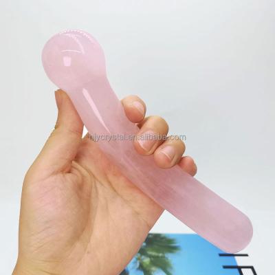 China China Rose Quartz Yoni Wand Wholesale Natural Dildo Healing Crystal Bending Massage Wand For Women for sale