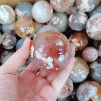 China Wholesale Natural Flower Agate Sphere Cherry Blossom Agate Ball For Decoration From China for sale