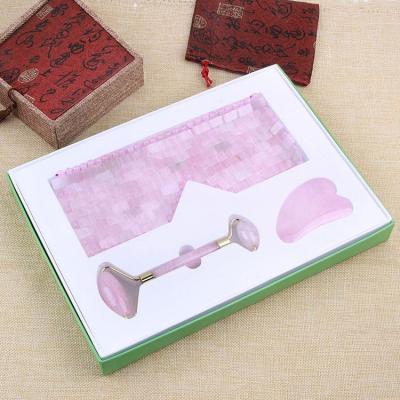 China China 3 PCs Set Crystal Face Eye Mask Gemstone Roller Natural Jade Gua Sha Set For Skin Care for sale