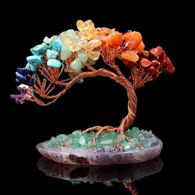 China China Chakra Crystal Gravel Fortune Tree The Chinese Pine Guests Tree of Life Greeting Ornament for sale