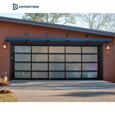 China Modern Design 9x8 Modern Aluminum Garage Glass Doors Various Colors for sale