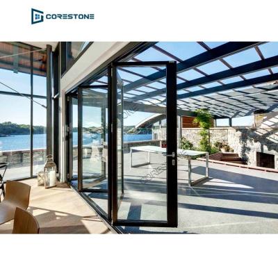 China Heat Insulation Bifold Interior Glass Doors Aluminum Folding Outdoor Patio Price for sale