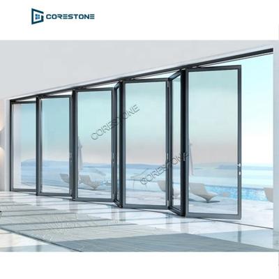 China Heat Insulation Door Glass Plate Aluminum Exterior Bi-Folding Bifold Doors for sale