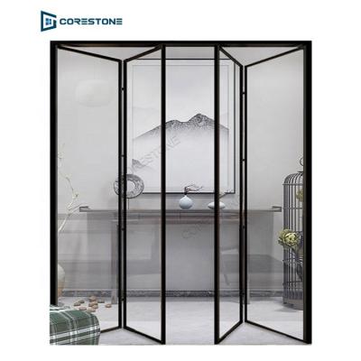 China Customized Design Frame Sound Insulation Exterior High Speed ​​Commercial Slim Folding Door With Brand Hardware for sale