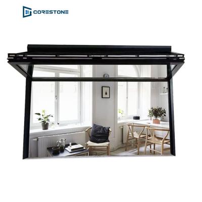 China Folding Screen Factory Customized Aluminum Vertical Push And Fold Tempered Glass Grille Design USA Folding Window for sale