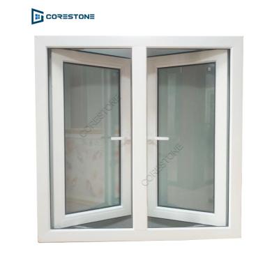 China Hurricane Magnetic Double Impact Magnetic Screen Vinyl Window PVC Casement Glass Windows for sale