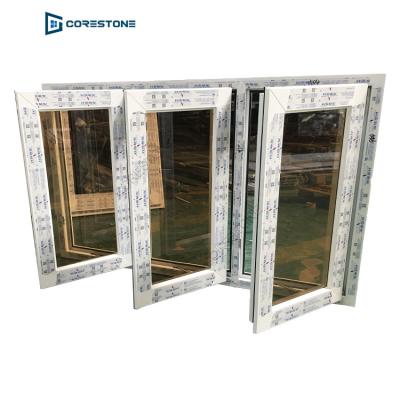 China Magnetic Screen Hurricane Impact Double Glass Vinyl pvc/upvc Casement Window for sale