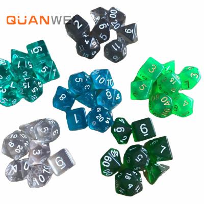 China Eco-friendly Custom Polyhedral Board Game Acrylic Dice Set of Dice D4 D6 D8 D10 D10 D12 D20 for sale