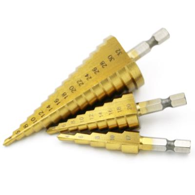 China Metal Drilling 3pcs hss metal Stepped Titanium Hexagon Step Drill Bit Set for sale