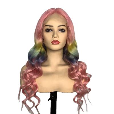 China Wholesale Straight Kinky Wavy Full Lace Front Wigs For Women Highlight Piece And Silver Ombre Rainbow Long Lace Wig for sale