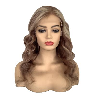 China High Quality 100% Balayage Hair Body Wave Wigs Accent Ombre Lace Front Honey Blonde Brown Wigs With Baby Hair For Women for sale