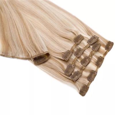 China Clip In Cuticle Aligned 100% Virgin Hair Extensions Double Drawn Seamless Clip In One Piece Curly Hair Extensions for sale