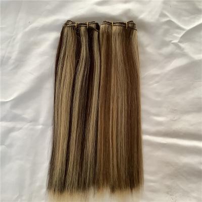 China Double Drawn Weft Superb Russian Popular Silky Piano Straight Balayage Wave Hair Wholesale Price Long Highlight Hair Extension Weave for sale