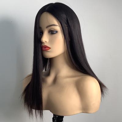 China As Picture Qicai Silk Topper Virgin Brazilian Human Hair Straight Natural Black 7x9 Size With 4*4 Hand Tied Silk Stocking Hairpiece For Women for sale