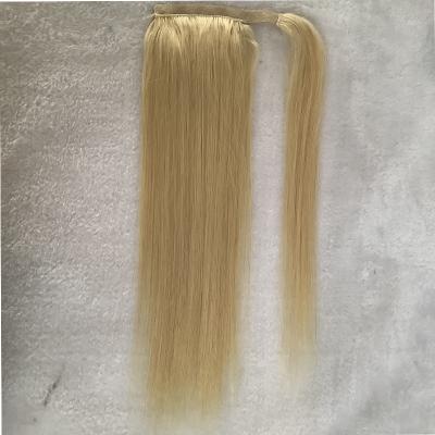 China 2021 Human Hair 613#blonde Chunky End High Quality Chinese Remy Silky Straight Color 100g/pc Silky Straight Ponytail Hair Extensions for sale