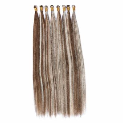 China As the picture end thick double drawn, 100% hair cuticle lined Russian double hand drawn hair tied wefts extensions for sale