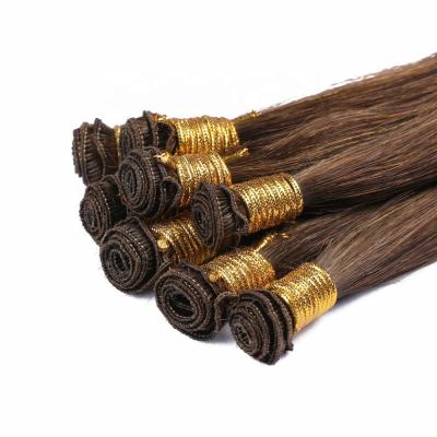 China Silky Straight Wave Ready To Ship European Remy Hair Hand Tied Hair Weft Extension for sale