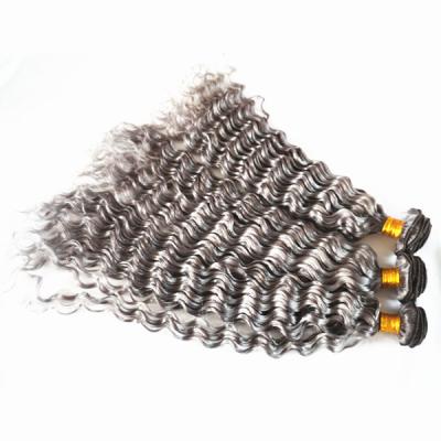 China New Arrival 10a Curly Grade Brazilian Remy Curly Colored Silver Gray Curly Hair , Hair Weaves Gray Silver Hair for sale