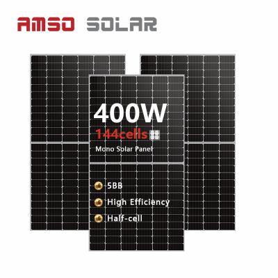 China Amso China factory 400W 410W 430W 440W 450W 9bb mono 144 cell PV module solar panel price 166mmx166mm for sale