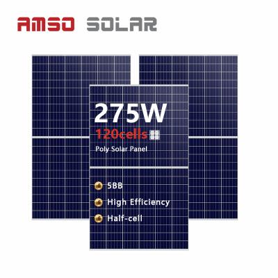 China Polycrystalline PV module 275w solar panel cells 275watt half cut half solar panel cell with 120 cells 156mm*156mm for sale