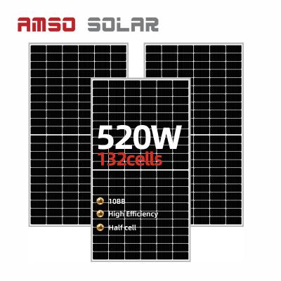 China Manufacturer price 132 half cells 182mm cheap mono cells 10bb 500W 510W 520W solar panel for wholesale 182mmx182mm for sale